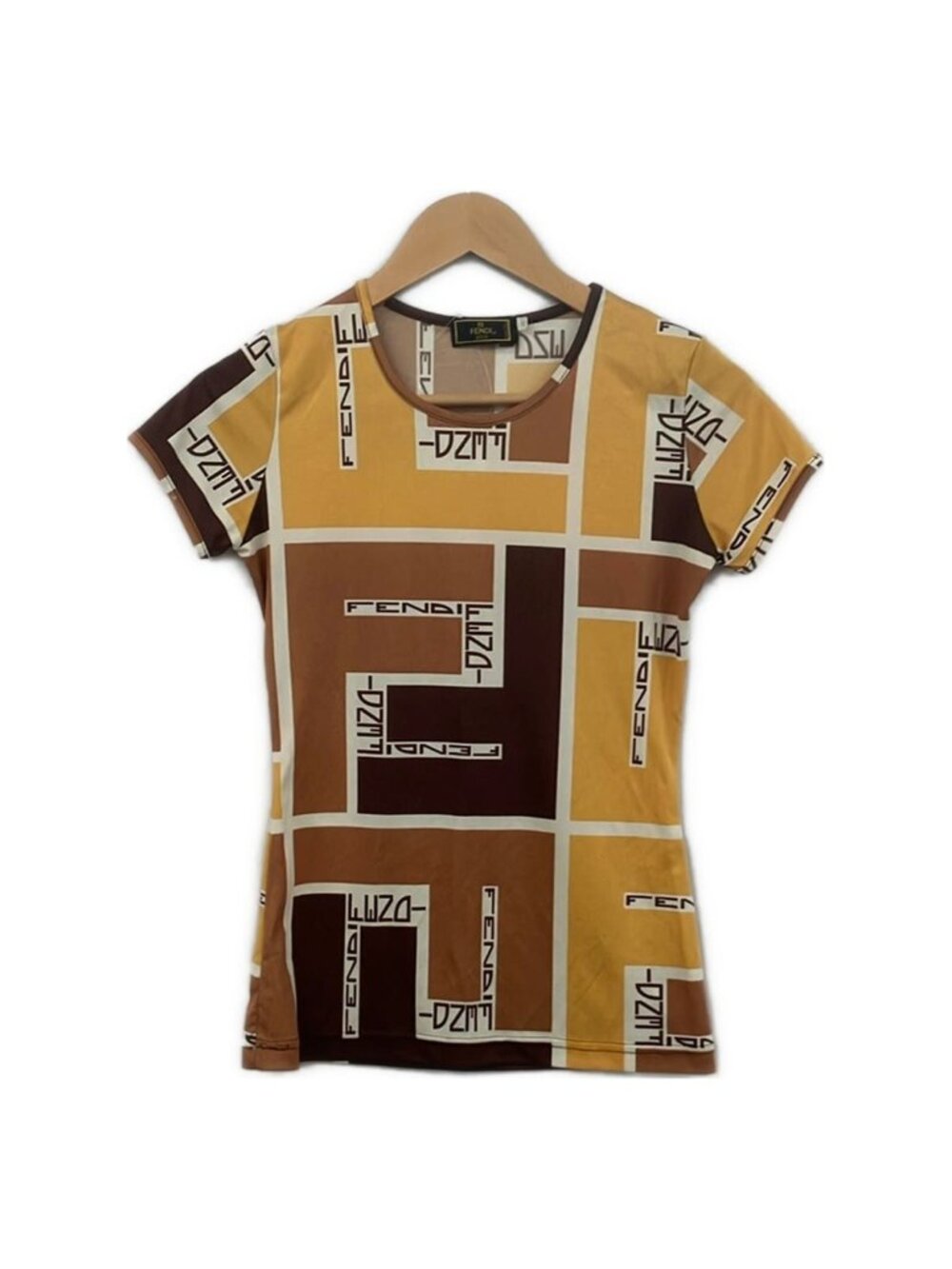 Fendi Short Sleeve Top Light Brown Dark Multi 42